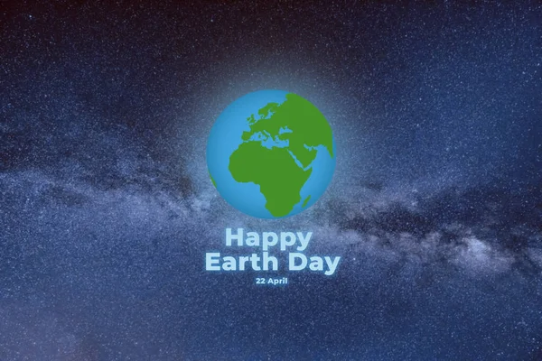 地球の日のロゴデザイン 幸せアースデー 世界地図背景ベクトル イラスト — ストック写真