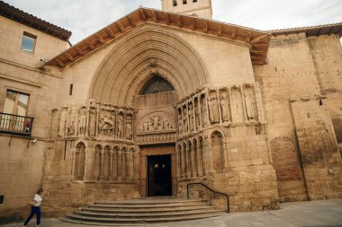 Logrono, Spain - August, 2022: Detail of the Portal of San Bartolome Church in Logrono, Spain. High quality photo clipart