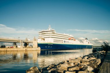 Kuzey Sydney, Nova Scotia, Kanada - Ekim 2022 Feribot Kuzey Sydney Feribot Terminali 'ne yanaştı. Yüksek kalite fotoğraf