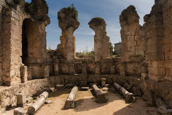 The ruins of ancient ancient Anatolian city of Perge located near the Antalya city in Turkey. High quality photo