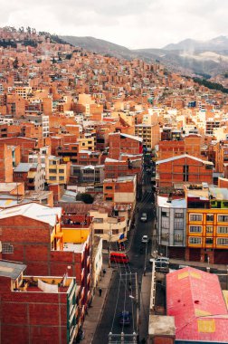La paz, Bolivya. Kasım 2022: La Paz City, Bolivya 'nın panoramik manzarası. Yüksek kalite fotoğraf