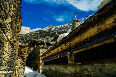 stone village in the mountains of nepal - sep 2022. High quality photo clipart