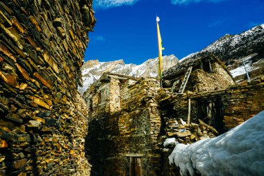 stone village in the mountains of nepal - sep 2022. High quality photo clipart