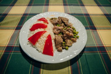 Tipik hacılar için yemek ya da akşam yemeği. camino de santiago. Yüksek kalite fotoğraf