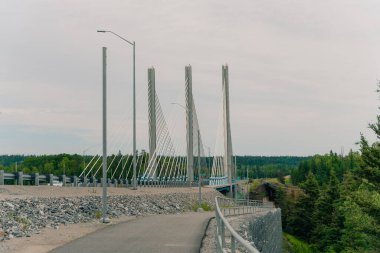 suspension bridge at Nipigon ON, Canada. High quality photo clipart