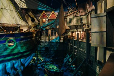 Winnipeg, Manitoba Kanada - Ekim 2022 Hudson Körfezi 'ne giden Nonsuch adlı geminin yaşam tarzı modeli. Yüksek kalite fotoğraf