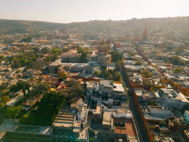 San Miguel de Allende, Meksika 'nın panoramik hava manzarası.