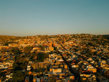 San Miguel de Allende, Meksika 'nın panoramik hava manzarası.