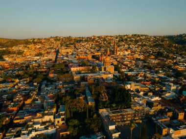 San Miguel de Allende, Meksika 'nın panoramik hava manzarası.
