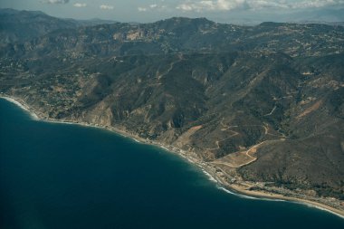 Aerial view of Leo Carrillo State Park and Pacific Coast Highway in Malibu, California. High quality photo clipart