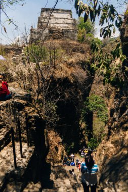 Tepozteco Piramidi Tepoztlan, Morelos, Meksika - Nisan 2023. Yüksek kalite fotoğraf