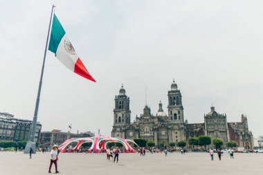Zocalo ve Katedral 'in panoramik manzarası - Mexico City, Meksika, 2023 Mayıs. Yüksek kalite fotoğraf