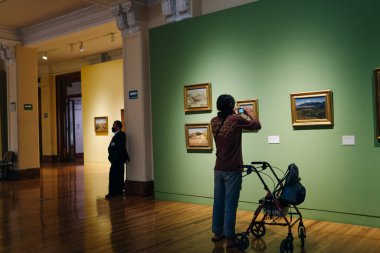 Mexico City 'deki Müze Nacional de Arte MUNAL eski İletişim Sarayı Stariways - Mayıs 2023. Yüksek kalite fotoğraf