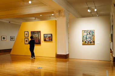 Mexico City 'deki Müze Nacional de Arte MUNAL eski İletişim Sarayı Stariways - Mayıs 2023. Yüksek kalite fotoğraf