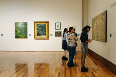 Mexico City 'deki Müze Nacional de Arte MUNAL eski İletişim Sarayı Stariways - Mayıs 2023. Yüksek kalite fotoğraf