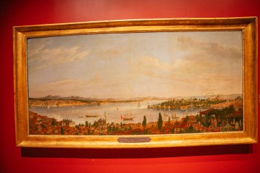 Pera müzesinde betona batırılmış bir tablo. İstanbul, Hindi - Kasım 2022. Yüksek kalite fotoğraf