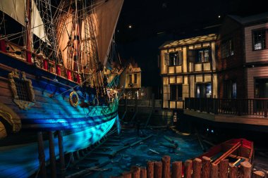 Winnipeg, Manitoba Canada - October 2022: A lifesize model of the ship called Nonsuch that sailed into Hudson Bay . High quality photo clipart