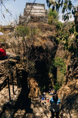 Tepozteco Piramidi Tepoztlan, Morelos, Meksika - Nisan 2023. Yüksek kalite fotoğraf