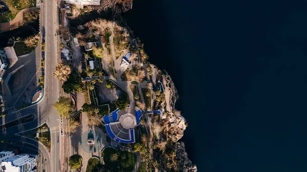 stock image Aerial photograph of Antalya bay in Antalya city from high point of drone fly on sunny day in Turkey. High quality photo