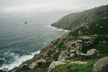 Cape ve Fisterra Deniz Feneri Chemin de Saint Jacques. Yüksek kalite fotoğraf