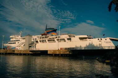 Güney Baymouth, On, Kanada-Temmuz 2022-Chi-Cheemaun feribotu Tobermory 'den Güney Baymouth' a geliyor. Yüksek kalite fotoğraf