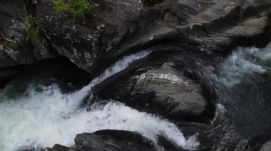 La Mina Şelalesi 'nin aşağısındaki Karayip Ulusal Ormanı' ndaki El Yunque yağmur ormanında Puerto Rico 'da şelale ve havuz. Yüksek kalite 4k görüntü