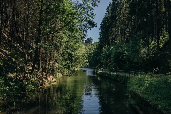 Sakson İsviçre, Rathen 'daki Amselsee Gölü - Mayıs 2023. Yüksek kalite fotoğraf