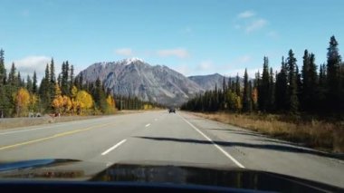 Alaska 'daki arabanın manzarası güzel. Yüksek kalite 4k görüntü