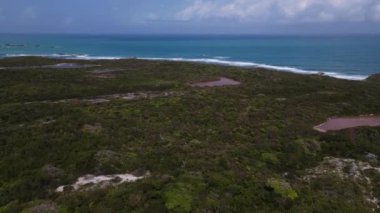 İzole edilmiş Cayo Icacos Porto Riko adasındaki bir sahilin insansız hava aracı görüntüsü. Yüksek kalite 4k görüntü