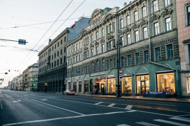 Sabah bomboş bir Nevsky vakası. Saint-Petersburg, Rusya. Yüksek kalite fotoğraf