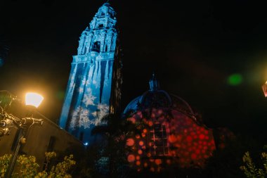 San Diego's Balboa Park Bell Tower in Christmas time in San Diego California - dec 2022. High quality photo clipart