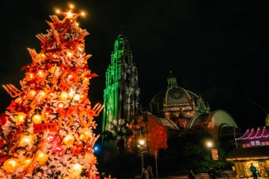 San Diego's Balboa Park Bell Tower in Christmas time in San Diego California - dec 2022. High quality photo clipart