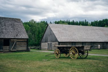 Fort William Tarih Parkı, Aborjin köyü, Thunder Bay, Ontario, Kanada - Mayıs 2023. Yüksek kalite fotoğraf