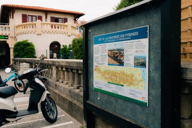 HENDAYE, FRANCE - JUL 2023 - sign in Hendaye, a seashore resort coastal town in the Basque Country. High quality photo clipart