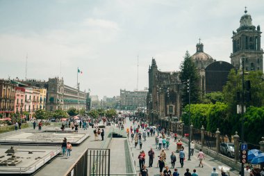 Mexico City, Mexico - 11 Mayıs 2023: Museo Templo Mayor 'daki antik Aztek arkeoloji sahasına bakınız. Yüksek kalite fotoğraf