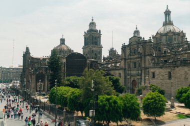 Mexico City, Mexico - 11 Mayıs 2023: Museo Templo Mayor 'daki antik Aztek arkeoloji sahasına bakınız. Yüksek kalite fotoğraf