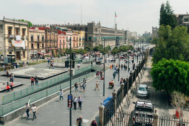 Mexico City, Mexico - 11 Mayıs 2023: Museo Templo Mayor 'daki antik Aztek arkeoloji sahasına bakınız. Yüksek kalite fotoğraf