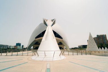 VALENCIA, İspanya - Mayıs 2023 - Valencia Sanat ve Bilim Şehri 'ndeki Kraliçe Sofya Sanat Sarayı' nın panoramik manzarası. Yüksek kalite fotoğraf