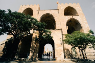Plaza Redonda 'da sakin bir an, yuvarlak meydan, Valencia, İspanya. Yüksek kalite fotoğraf