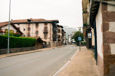 Elizondo, Navarre, Spain - August 24 2023 - view of the square in the town of Elizondo, capital of the Baztan Valley. High quality photo clipart