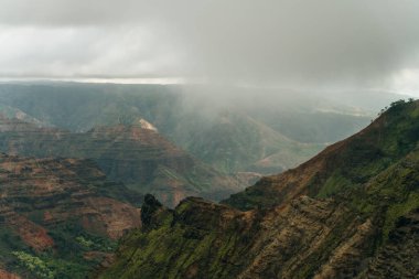 Kanyon gözcüsü, Kauai 'nin renkli kanyonuna ziyaretçiler için kavak ağacı alanı. kauai, hawaii - sep 2022. Yüksek kalite fotoğraf