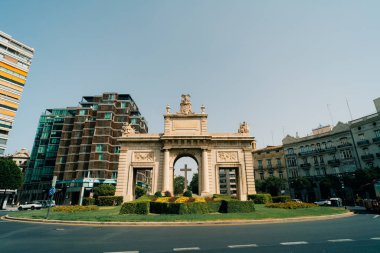Valencia, İspanya - 12 Ekim 2023 Puerta del Mar, bir kapı. Yüksek kalite fotoğraf