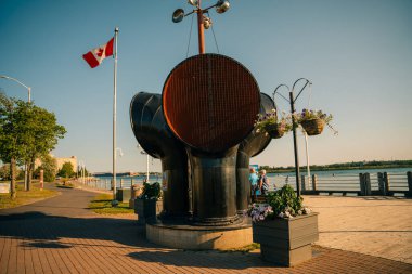 Sault Ste. Marie, Ontario Canada 15 Haziran 2023 Queen Caddesi Sault St. Marie şehir merkezinde. Yüksek kalite fotoğraf