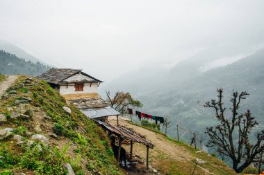 Himalayalar 'daki Nepal köyü. Yüksek kalite fotoğraf