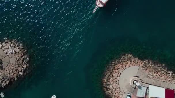 Luchtfoto Van Oude Haven Antalya Turkije Haven Oude Binnenstad Van — Stockvideo