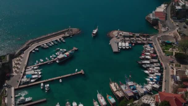 Türkiye Nin Antalya Kentindeki Eski Liman Manzarası Kaleici Nin Eski — Stok video