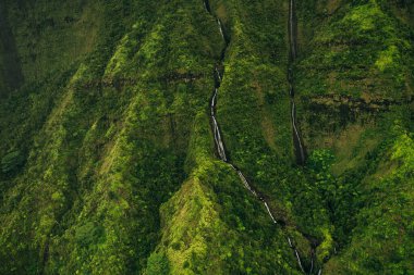 Waimea Canyon Eyalet Parkı 'nın havadan görünüşü, Kauai County, Hawaii, ABD. Yüksek kalite fotoğraf