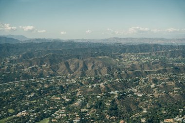 aerial view of hills in Los Angeles California. High quality photo clipart