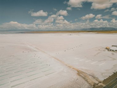 Salinas Grandes, Jujuy, Arjantin 'de lityum çıkarma havuzu. Yüksek kalite fotoğraf