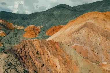 Aerial View Cerro siete colores - Purmamarca - Jujuy - Arjantin. Yüksek kalite fotoğraf